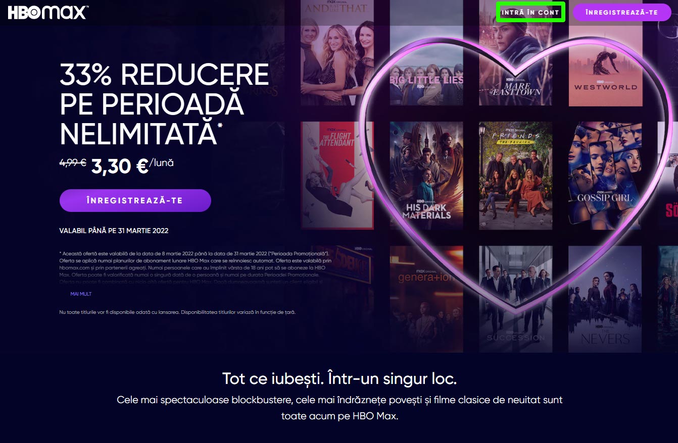 Homepage HBO MAX